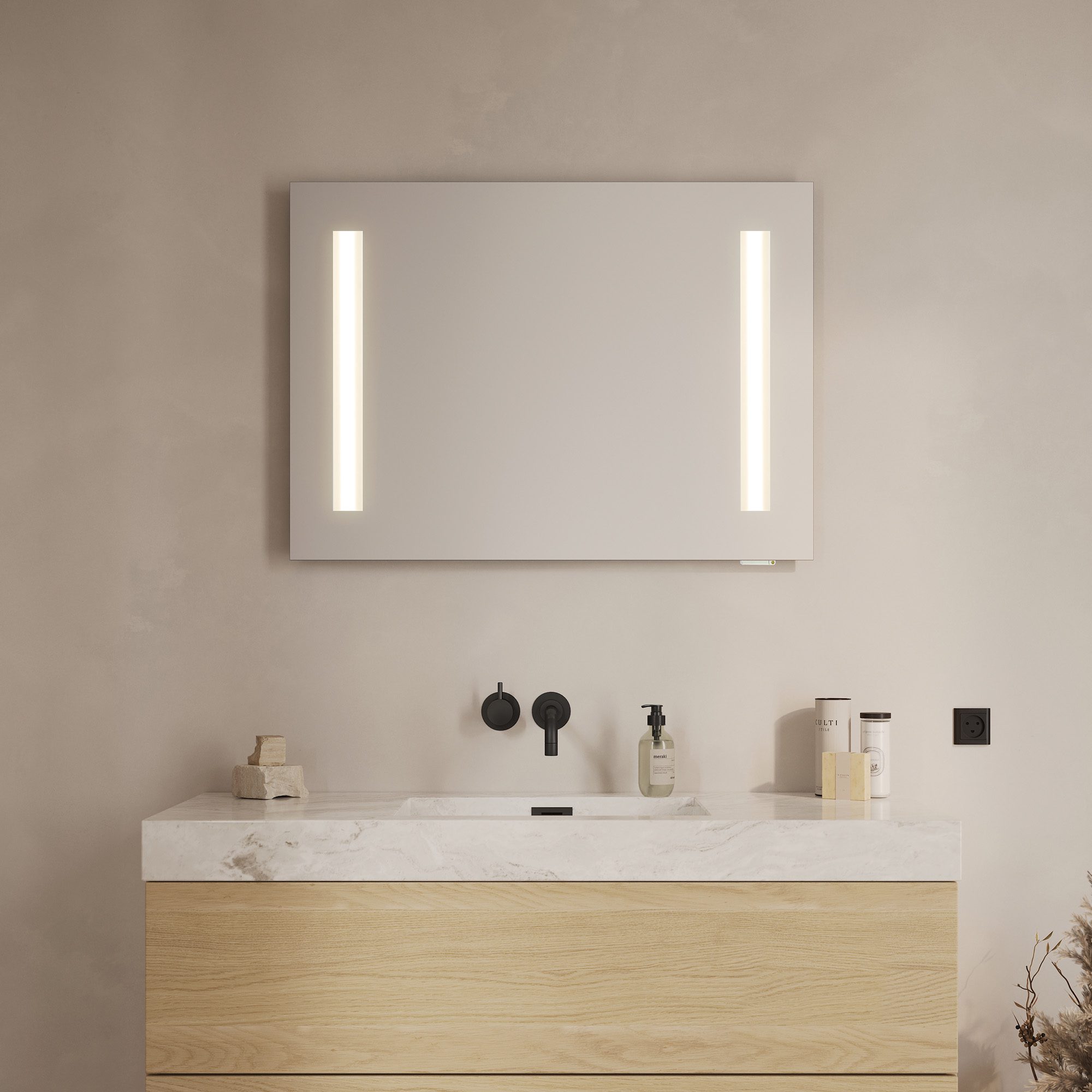 Loevschall Baderomsspeil med lys og stikkontakt H 650mm X B 900mm