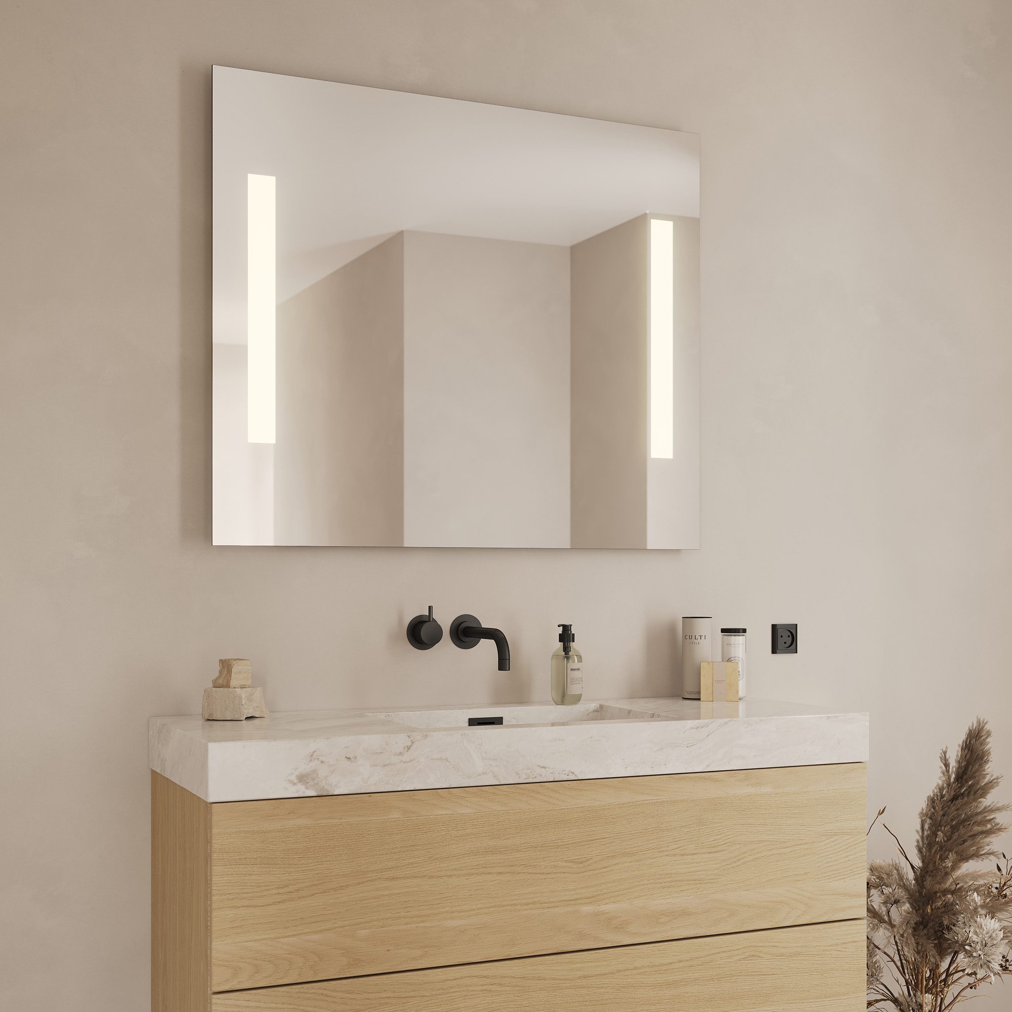 Loevschall Godhavn baderomsspeil med lys H 850 x B 1000 mm