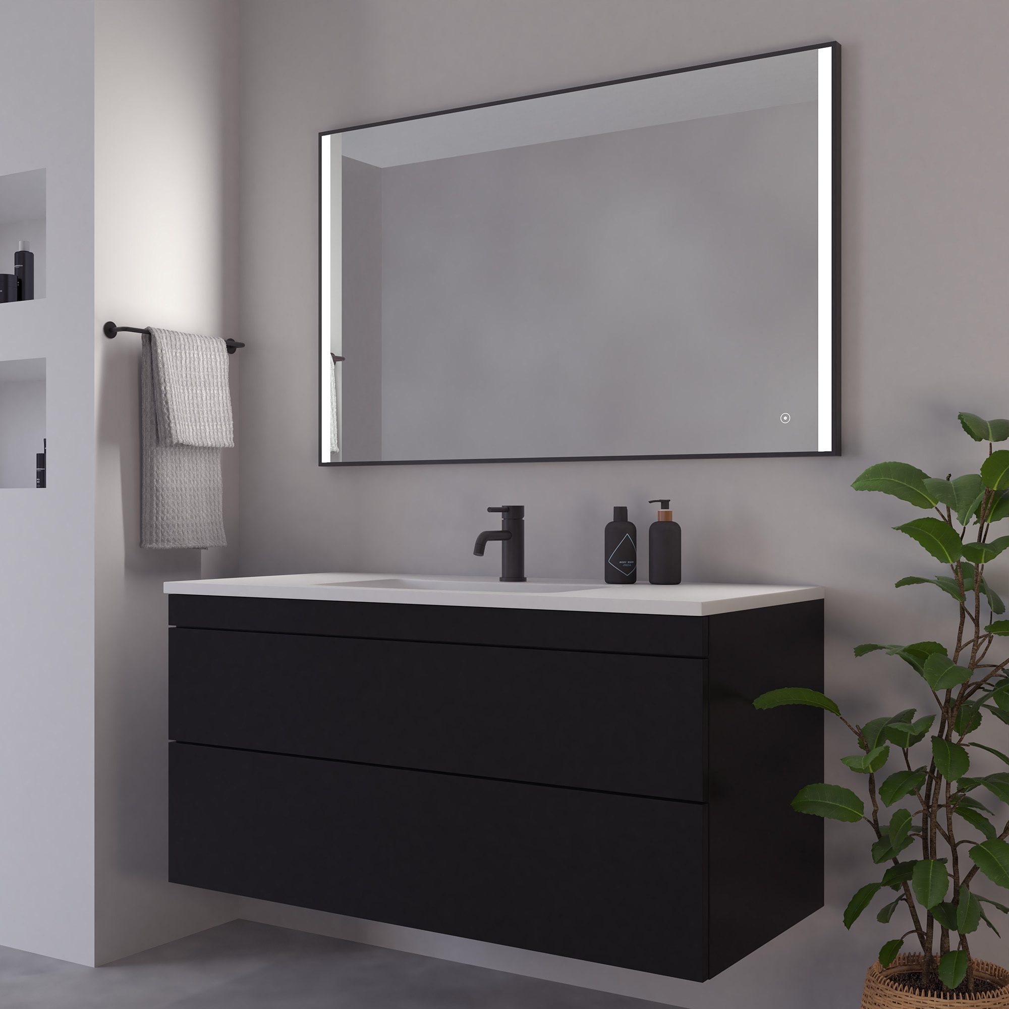 Loevschall Nyborg speil med lys 1200 x 750mm | Illuminor as