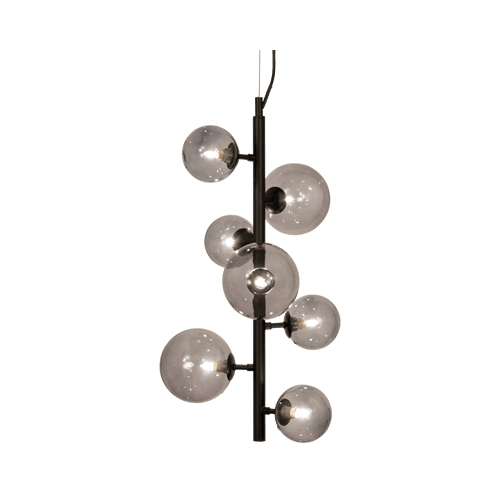 Molekyl taklampe loddrett 58 Cm 7 x G9 25W Sort/Røk