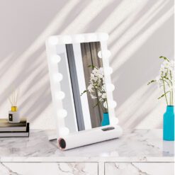 Anna sminkespeil med lys og høyttaler