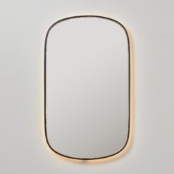 Bloom ovalt speil med lys og sort ramme