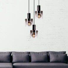Roxy Rondell med 3 Pendellamper Sort/Smoke