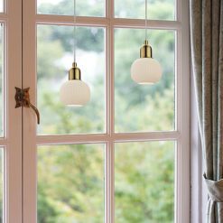 ELIN vinduspendel liten Matt Messing / Hvit