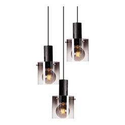 Roxy Rondell med 3 Pendellamper Sort/Smoke
